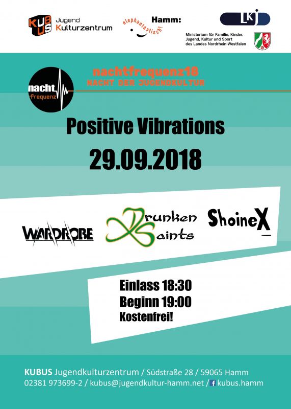 Nachtfrequenz 18: mit Drunken Saints, Wardrobe und Shoinex